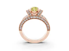 Fancy Yellow Marquise Cut Diamond Milgrain Halo Pavé Engagement Ring Set in Rose gold with Prong Setting