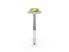 Fancy Yellow Princess Cut Diamond Halo Pavé Engagement Ring Set in Platinum with Prong Setting