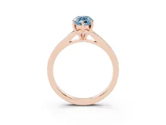 Fancy Blue Marquise Cut Diamond Solitaire Ring Set in Rose gold with Pavé Accent Band and Classic Prong Setting