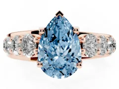 Fancy Blue Pear Cut Diamond Pavé Engagement Ring Set in Rose gold with Prong Setting