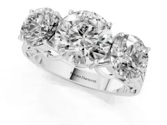 Round Cut Diamond Three-Stone Ring Set in White gold with Textured Band