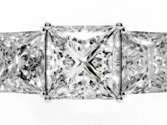 Princess Cut Diamond Three-Stone Ring Set in Silver with Textured Band
