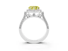Fancy Yellow Heart Cut Diamond Halo Ring Set in Platinum with Twist Band and Pavé Accents