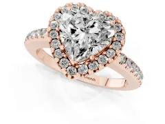 Heart Cut Diamond Pavé Halo Ring Set in Rose gold with Prong Setting
