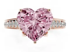 Fancy Pink Heart Cut Diamond Solitaire Pavé Engagement Ring Set in Rose gold with Prong Setting