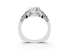 Heart Cut Diamond Solitaire Engagement Ring Set in Platinum with Pavé Shoulders