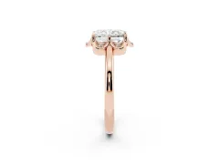 Radiant Cut Diamond Round Cluster Halo Ring Set in Rose gold with Solitaire Band and Prong Setting