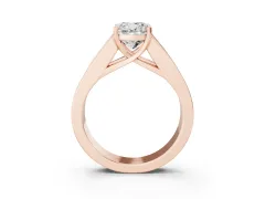 Cushion Cut Diamond Solitaire Ring Set in Rose gold with Channel-Set Accent Stones and Prong Setting