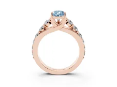 Fancy Blue Pear Cut Diamond Pavé Engagement Ring Set in Rose gold with Prong Setting