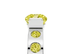 Fancy Yellow Cushion Cut Diamond Channel-Set Band Ring Set in Silver with Bezel Prong Setting
