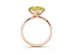 Fancy Yellow Princess Cut Diamond Solitaire Engagement Ring Set in Rose gold with Classic Plain Band