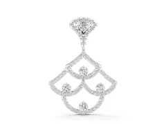 Pavé Round Diamond Fan Pendant Set in Silver with Prong Setting