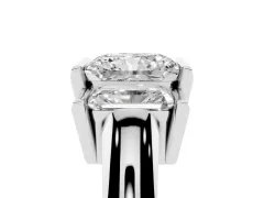 Radiant Cut Diamond Three-Stone Channel Set Ring Set in White gold with Smooth Polished Band