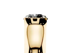 Fancy Black Round Cut Diamond Bezel Solitaire Ring Set in Yellow gold with Wide Band