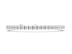 Round Diamond Tennis Bracelet Set in White gold with Square Channel Settings