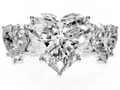 Heart Cut Diamond Three-Stone Ring Set in Platinum with Braided Band