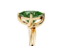 Fancy Green Princess Cut Diamond Solitaire Engagement Ring Set in Yellow gold with Classic Plain Band
