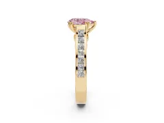 Fancy Pink Pear Cut Diamond Channel Set Solitaire Engagement Ring Set in Yellow gold with Prong Setting