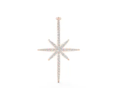 Pavé Round Diamond Starburst Pendant Set in Rose gold with Prong-Set Rays