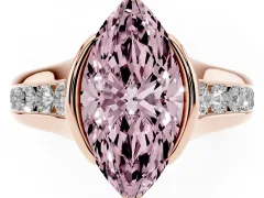 Fancy Pink Marquise Cut Diamond Bezel-Set Solitaire Ring Set in Rose gold with Channel-Set Band
