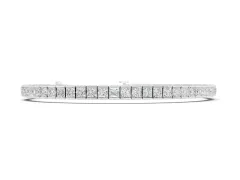 Princess Cut Diamond Channel Set Tennis Bracelet Set in Silver with Box Clasp