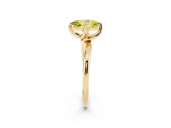 Fancy Yellow Oval Cut Diamond Solitaire Engagement Ring Set in Yellow gold with Classic Plain Band