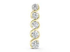 Round Diamond Swirl Pendant Set in Yellow gold with Prong-Set Stones