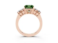 Fancy Green Asscher Cut Diamond Five-Stone Prong Set Band Ring Set in Rose gold with Polished Band