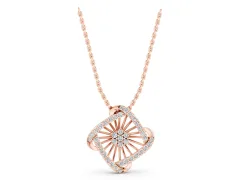 Round Diamond Cluster Pendant Set in Rose gold with Prong Setting