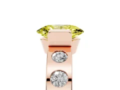 Fancy Yellow Oval Cut Diamond Channel-Set Band Ring Set in Rose gold with Bezel Prong Setting
