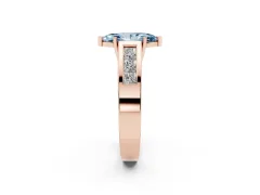 Fancy Blue Marquise Cut Diamond Solitaire Ring Set in Rose gold with Channel-Set Accent Stones and Prong Setting