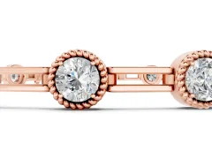 Round Diamond Bezel-Set Open Link Tennis Bracelet Set in Rose gold