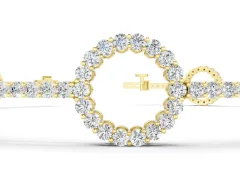 Round Diamond Circle Link Tennis Bracelet Set in Yellow gold with Pavé Setting