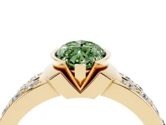 Fancy Green Marquise Cut Diamond Wide Channel Set Band Ring Set in Yellow gold with Bezel Setting