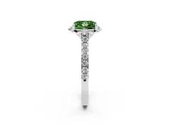 Fancy Green Princess Cut Diamond Solitaire Ring Set in Platinum with Pavé Band and Floral Prong Setting