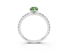 Fancy Green Pear Cut Diamond Pavé Solitaire Engagement Ring Set in Silver with Prong Setting