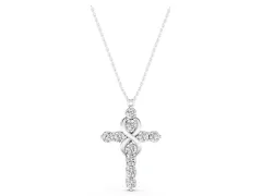 Round Diamond Infinity Cross Pendant Set in Silver with Prong Setting