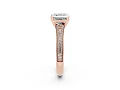 Asscher Cut Diamond Split Shank Pavé Engagement Ring Set in Rose gold with Prong-Set Center Stone