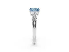 Fancy Blue Radiant Cut Diamond Five-Stone Prong Set Ring Set in White gold with Classic Band