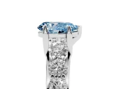 Fancy Blue Pear Cut Diamond Pavé Engagement Ring Set in White gold with Prong Setting