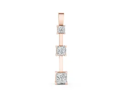 Three-Stone Princess Cut Pendant Set in Rose gold with Stacked Prong Setting