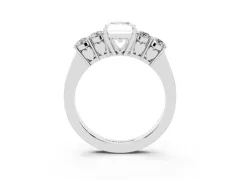 Radiant Cut Diamond Five-Stone Prong Set Band Ring Set in Silver with Polished Band