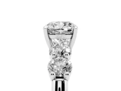 Cushion Cut Diamond Five-Stone Prong Set Ring Set in Platinum with Classic Band