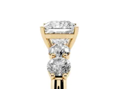 Princess Cut Diamond Five-Stone Prong Set Ring Set in Yellow gold with Classic Band