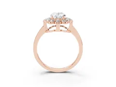 Oval Cut Diamond Halo Cluster Engagement Ring Set in Rose gold with Solitaire Band and Prong Setting