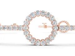Round Diamond Circle Link Tennis Bracelet Set in Rose gold with Pavé Setting