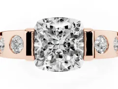 Cushion Cut Diamond Channel-Set Band Ring Set in Rose gold with Bezel Prong Setting