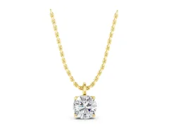 Round Solitaire Pendant Set in Yellow gold with Four-Prong Setting