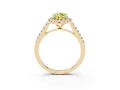 Fancy Yellow Marquise Cut Diamond Halo Pavé Engagement Ring Set in Yellow gold with Prong Setting