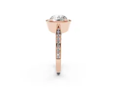 Round Cut Diamond Halo Engagement Ring Set in Rose gold with Accent Split Shank Band
